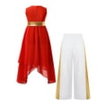 thumbnail image 2 of iefiel Robe Sans Manches Ourlet Irrégulier Métallique avec Pantalon Grand Rouge&Blanc 16, 2 of 5