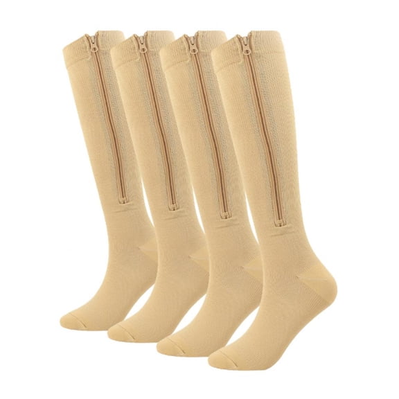 Baywell Zipper Compression Socks Men & Women - 2 Pairs Of Closed Toe Compression Socks Knee High Skin M-2XL