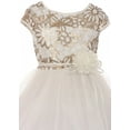 thumbnail image 3 of Big Girls' Cap Sleeve Flower Shaped Sequin Top Tulle Special Occasion Flower Girl Dress Off White 10 (J21KS16), 3 of 4