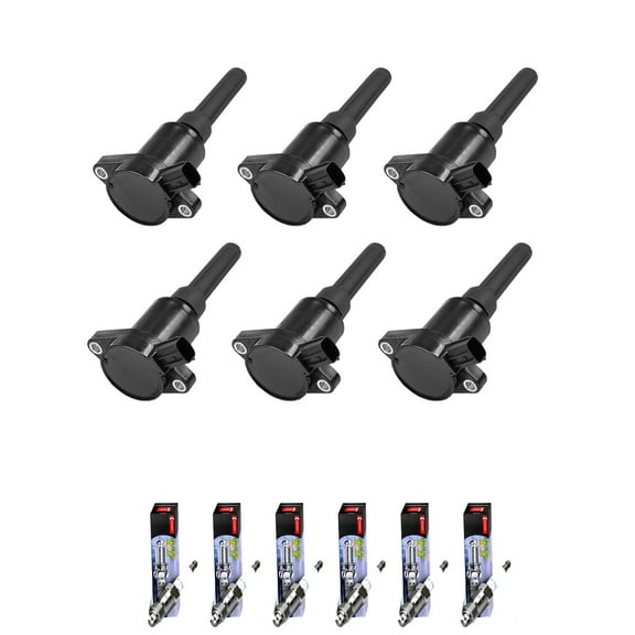 Set of 6 ISA Ignition Coils and 6 Denso Spark Plugs Compatible with 1995-1997 Jaguar XJ6 4.0L L6 3980cc -ci Replacement for UF384