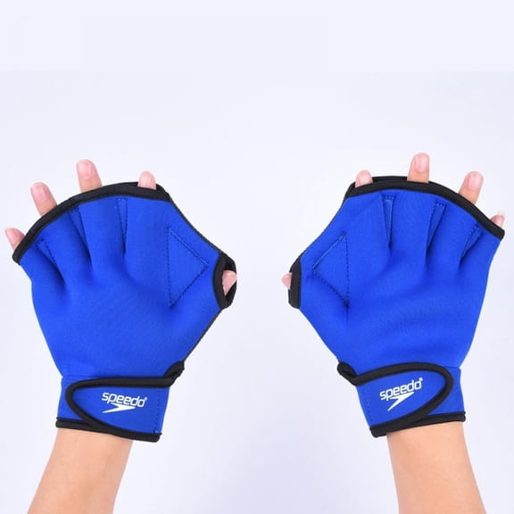 Swimming Resistance Gloves - Webbed Gloves for Water Aerobics, Aquatic Fitness, and Swim Training - Blue
