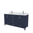 thumbnail image 3 of Ayna Decors Rooh 60 Inch Navy Blue Vanity Cabinet with Sink and Faucet in Brushed Nickel Hardware - Quartz Countertop, 3 of 10