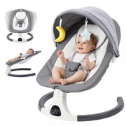 SACVON Baby Swing with Bluetooth Music and Remote Control, 5 Adjustable Settings, Portable, Suitable for Indoor and Outdoor Use,Dark Gray