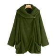 thumbnail image 2 of ZQGJB Fashion Jackets for Women Winter Sherpa Hooded Jacket Long Sleeve Teddy Bear Coats Button Down Fleece Faux Warm Cardigans Outwear Tops with Pockets Army Green S, 2 of 8