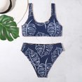 thumbnail image 2 of Gibobby Conjunto de Bikini 2023 ropa Slip Sexy sin costuras triángulo 2 piezas con hendidura playa traje de baño Bikini Tankini conjuntos para dama conju(Azul,XL), 2 of 3