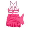 thumbnail image 4 of Daznico Women's 3-Piece Tie-Front Bikini Set, Crisscross Top with Ruffle Skirt & Bottoms,L, 4 of 4