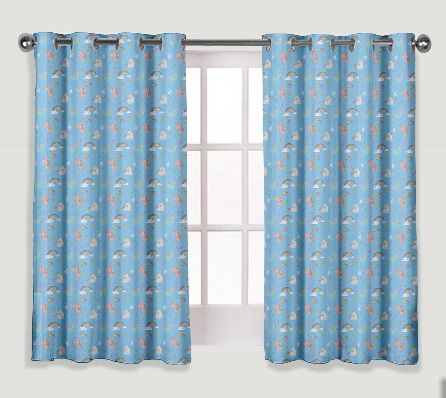KD-547A S4sassy Kids Unicorn Rainbow Home Decorative Curtain Eyelet Panel 