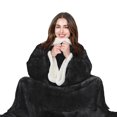 thumbnail image 2 of Microplush Sherpa Blanket with Sleeves for Women and Men Black, 2 of 7