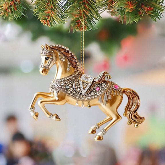 2026 Year of the Horse Multi-Scene Acrylic Pendant - Horse Charm for Car Rearview Mirror Window Display Home Office Decor