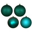 thumbnail image 1 of Vickerman N592541DA Assortiment d'Ornements Boule 10 Po. Finition Bleu Sarcelle Foncé - Boîte de 4, 1 of 3