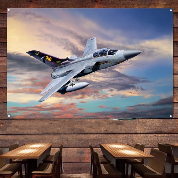 Tornado F.3 ADV Fighter Jet Poster Home Decor Banners & Flags, Aviation Air Force Military Art Pictures Wall Painting Tapestry For Army Fans Room Decoration 38" x 57"