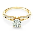 thumbnail image 2 of Gem Stone King 1.38 Cttw Round Green Prasiolite Ring for Women | 18K Yellow Gold Plated Silver | Round 6MM | Wedding Engagement Anniversary Promise Ring for Women| Size 7, 2 of 4