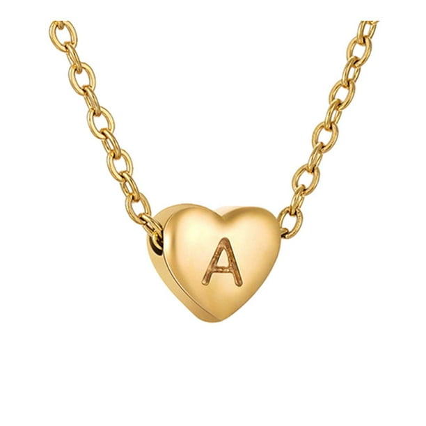 26 iniciales en forma de corazón collar alfabeto para las mujeres Collares de acero inoxidable para las mujeres A Z 26 iniciales alfabeto collares de oro para las mujeres niñas
