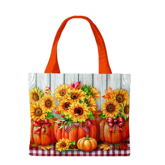 Briarwood Lane Fall Tote Bag 15" x 14" x 7" Sunflowers in Pumpkin For Fall Tote