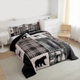 thumbnail image 3 of Rustic Cabin Comforter Set King Size, Hunting Bear Deer Bedding Vintage Farmhouse Duvet Insert Camper Lodge Room Decor, Vintage Plaid Tree Quilt 3Pcs With 2 Pillow Cases, Gray Brown, 3 of 7