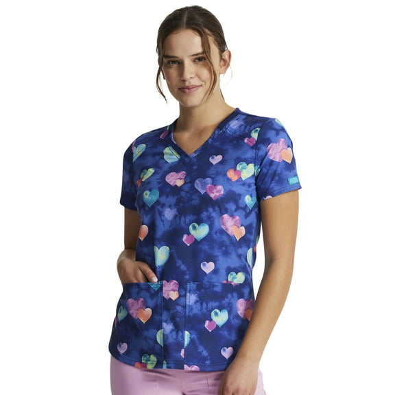 Dickies EDS Scrubs Top For Women V-Neck Print DK876