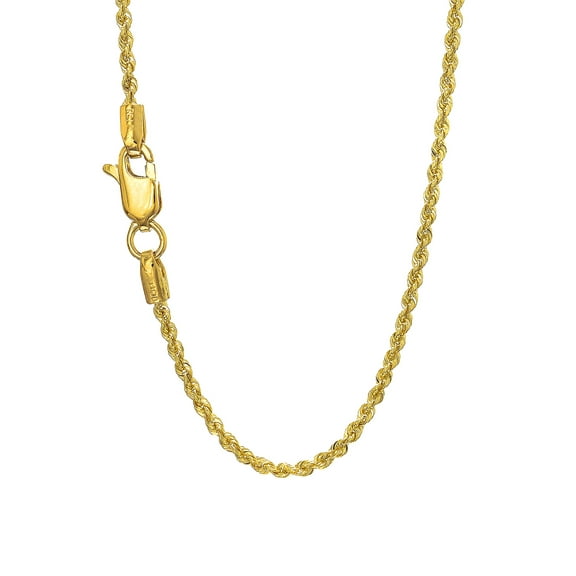 JewelStop 14k Yellow Gold 16in 2mm Solid Rope Chain with Lobster Clasp
