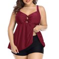 thumbnail image 2 of Birdeem Plus Size Women Swimsuit High Waist Solid Conservative Split Swimwear, 2 of 11