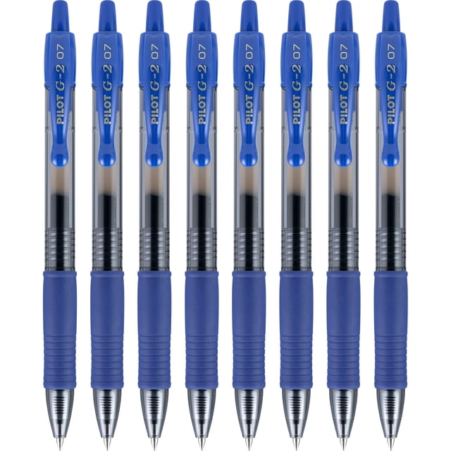 Bolígrafos de gel PILOT G2 punta fina azul, paquete de 8
