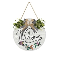 Tkrady Welcome Front Door Round Wood Sign Hanging Welcome Sign for Farmhouse porch Spring Welcome Sign Front Door Decoration (I)