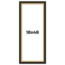 18x48 Frame Gold Real Wood Picture Frame Width 2.25 Inches | Interior Frame Depth 0.5 Inches |