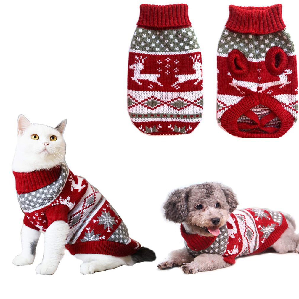 Pet Warm Winter Sweater Christmas Apparel Dog Cat Jacket Coat Puppy Clothes NEW 