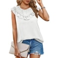 thumbnail image 2 of Hanerdun Women Pleated Chiffon Tank Tops Female Sleeveless Vest Top White S, 2 of 5