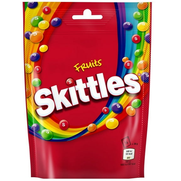 Skittles Vegan Chewy Sweets Fruit Flavoured Pouch Bag 136g (Pack of 3)