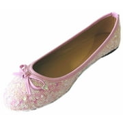 New Womens Sequins Ballerina Ballet Flats Shoes 4 Colors Available 2001 Pink Sequin 5/6
