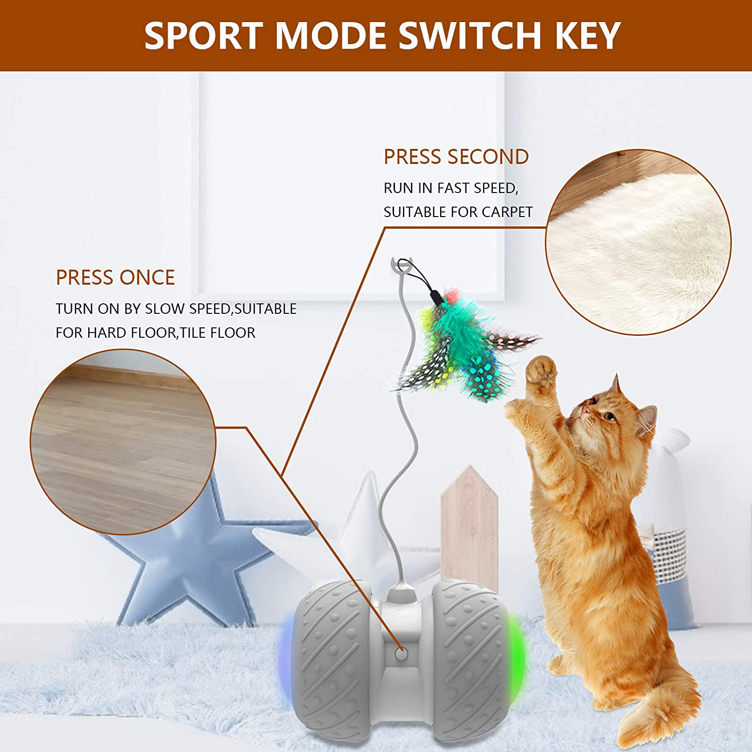 DOEL Interactive Cat Toy - Automatic Wobble Feather Toy For Indoor Kittens & Cats