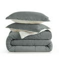 thumbnail image 6 of Peace Nest 3PC Reversible Sherpa Down Comforter Set with Solid Color, Dark Gray, King, 6 of 6