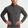 thumbnail image 2 of Men Fall Clothes,Athletic Shirts for Men Solid Color Long Sleeve 1/4 Zip Stretchy Sport T-Shirts with Thumb Hole Casual Gym Workout Top, 2 of 7