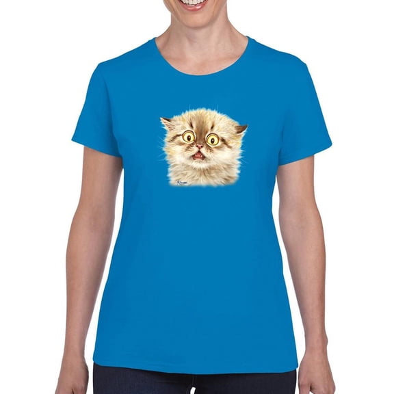 Scared Kitten T-Shirt Women -Kayomi Harai Designs, Female Medium