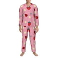thumbnail image 4 of Kll Strawberry And Ladybugs Sleepwear Mens Flannel Pajamas,Long Cotton Pj Set, 4 of 9