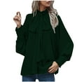 thumbnail image 2 of Ounisa Women's Fashion Tops Bow Tie Neck Long Sleeve Buttton Cuff Chiffon Elegant Casual Solid Blouse Pullover, 2 of 5
