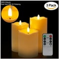 LiveGo Flameless Candles LED Battery Operated White Pillar Candles Lights with Timer Remote