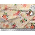 thumbnail image 3 of Soimoi Toile de Popeline de Coton Feuilles & Fleurs Roses Imprimés par Yard 42 Pouces de Large, 3 of 3