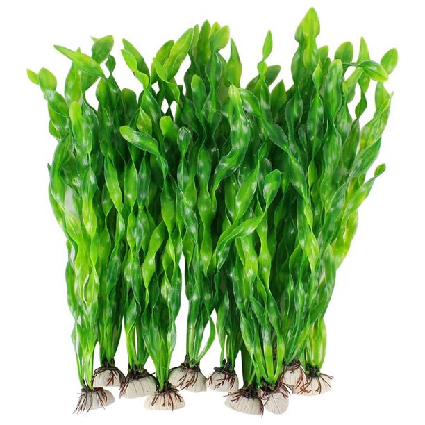 Plantas de agua artificiales de algas marinas para acuario, decoraciones de plantas de pecera de plástico