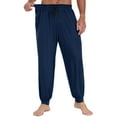 thumbnail image 3 of GIRUNS Men's Pajama Pants Soft Casual Sleep Pants With Pockets Elastic Waistband Sleepwear Pants With Drawstring Navy Blue M, 3 of 6