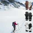 thumbnail image 1 of Guantes de esquí de invierno Pantalla táctil impermeable y espeso y aislado para ciclismo al aire libre | Negro Blanco Marrón | Talla M L | 1 par, 1 of 6