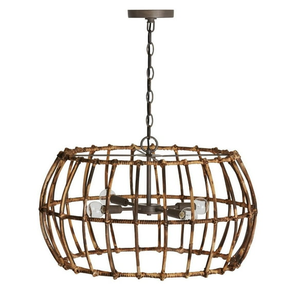4 Light Pendant In Urban/Industrial/Artisan/Global/Coastal/Bohemian/Mixed Materials Style 23.5 High By 14.5 Wide -Traditional Installation