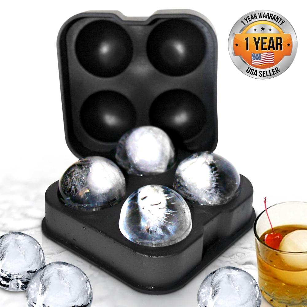 10x ICE Balls Maker Round Sphere Tray Mold Cube Whiskey Silicone+Water Funnel 
