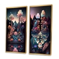 thumbnail image 3 of Designart "Mysterious Nocturnal Flora Abstracted Lake I" Abstract Landscape Framed Wall Art Set Of 2 - Modern Multicolor Gallery Wall Frame Set For Home Decor, 3 of 6