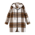 thumbnail image 5 of WIZUTIZ Women's Plaid Long Sleeve Zip Up Hooded Jacket Loose Fit Long Length Casual Coat Fall Winter Trendy Layering Outerwear with Pockets, 5 of 8