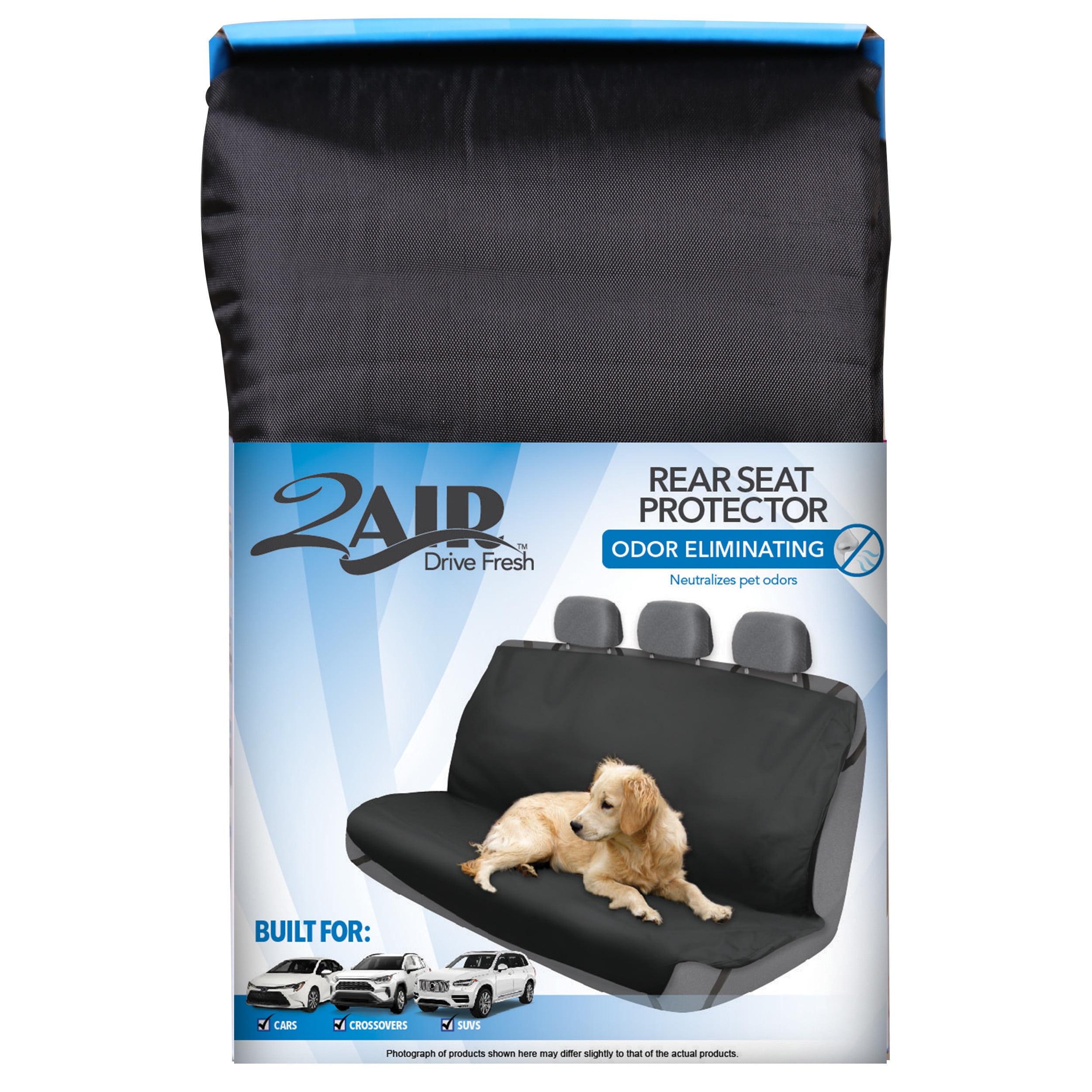 2Air Odor Eliminating Polyester Rear Bench Car Seat Cover Black 3801809