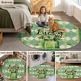 thumbnail image 6 of Area Rug 48in, St. Patrick's Spring Shamrocks Plaid Floor Carpet Living Room Rug, Lucky Green Vase Non-Slip Welcome Mat Indoor Rugs for Bedroom Dining Room, 6 of 9
