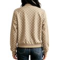 thumbnail image 7 of Xijirk Women Polka Dot Bomber Jacket Zip Up Long Sleeve Ribbed Trim Coat for Spring Fall Daily Wear, 7 of 7