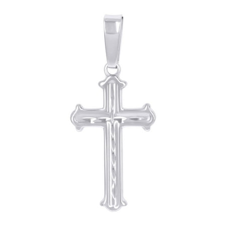 925 Sterling Silver Unisex Fleur De Lis Cross Religious Charm Pendant Pendant Necklace for Men Women