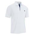 thumbnail image 4 of HOWPAY Men's Polo Shirts Short Sleeve Summer Casual Stretch Solid Color Classic Button Tops Lightweight Workout Collared Golf Shirts White XXL, 4 of 5