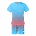 thumbnail image 4 of CONZONE Italy Day Men's 2 Pieces Outfits Gradient Color Short Sleeve T-Shirts Shorts Set for Men Breathable Summer Tracksuit, 4 of 4